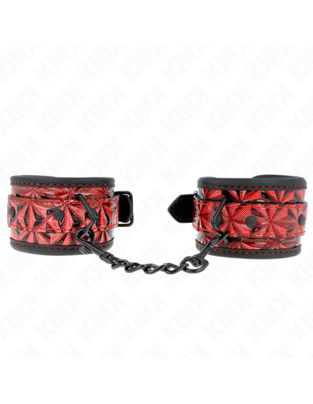 KINK - MUÑEQUERAS CON PATRÓN DE DIAMANTES ROJO OSCURO AJUSTABLE 17-26 CM X 5.5 CM
