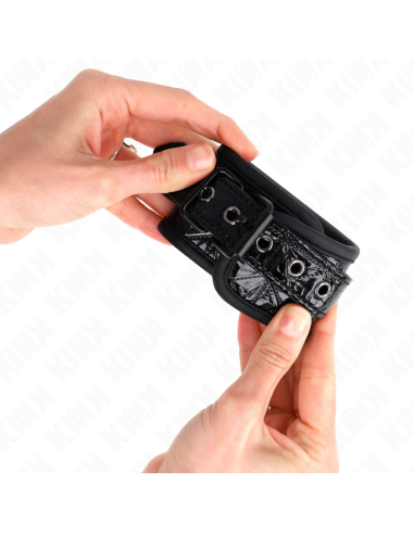 KINK - MUÑEQUERAS CON PATRÓN DE DIAMANTES NEGRO AJUSTABLE 17-26 CM X 5.5 CM