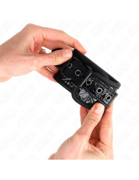 KINK - MUÑEQUERAS CON PATRÓN DE DIAMANTES NEGRO AJUSTABLE 17-26 CM X 5.5 CM