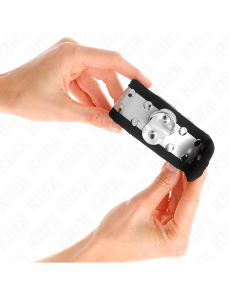 KINK - MUÑEQUERAS FINAS NEGRO - PLATEADO 30 X 4 CM