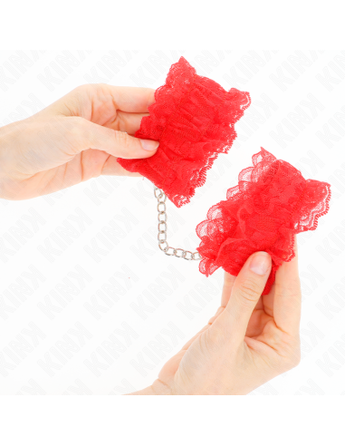 KINK - MUÑEQUERAS ELÁSTICAS DE ENCAJE ROJO
