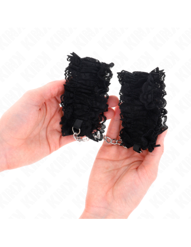 KINK - MUÑEQUERAS ELÁSTICAS DE ENCAJE NEGRO