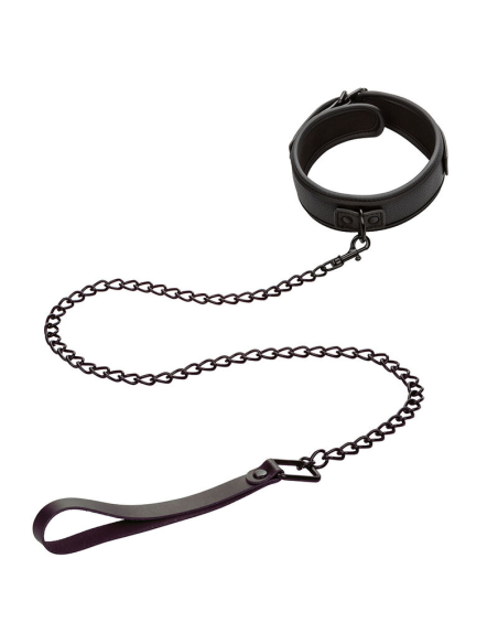 CALEXOTICS - NOCTURNAL COLLAR Y CORREA CUERO AJUSTABLE NEGRO