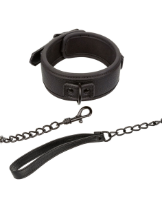 CALEXOTICS - NOCTURNAL COLLAR Y CORREA CUERO AJUSTABLE NEGRO