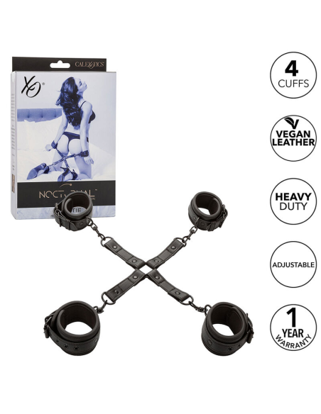 CALEXOTICS - NOCTURNAL CONECTOR HOG TIE CUERO AJUSTABLE NEGRO