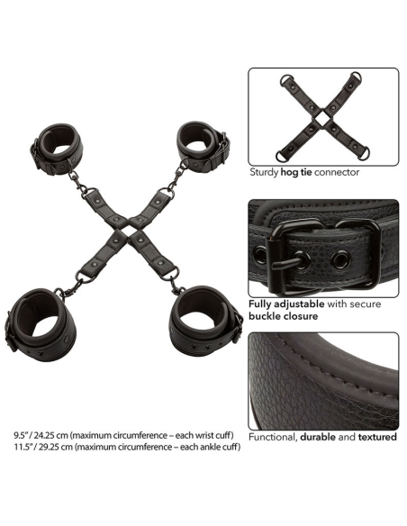 CALEXOTICS - NOCTURNAL CONECTOR HOG TIE CUERO AJUSTABLE NEGRO