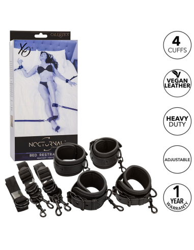 CALEXOTICS - NOCTURNAL RESTRICCIONES DE CAMA CUERO AJUSTABLE NEGRO