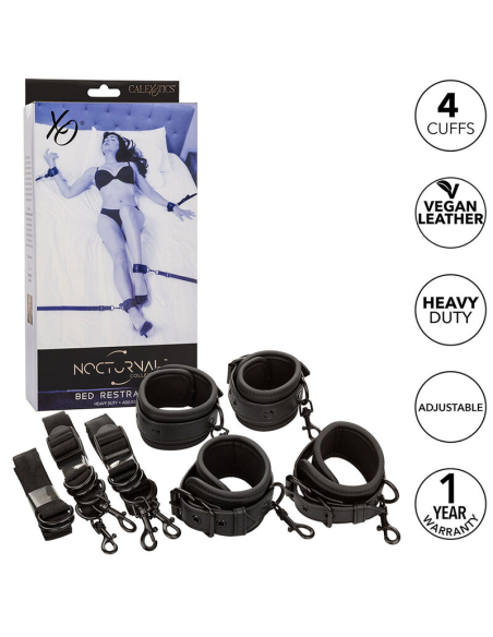 CALEXOTICS - NOCTURNAL RESTRICCIONES DE CAMA CUERO AJUSTABLE NEGRO