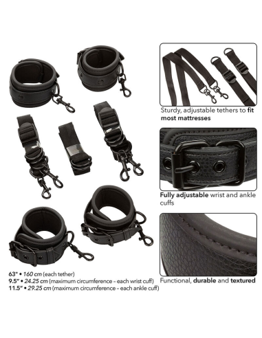 CALEXOTICS - NOCTURNAL RESTRICCIONES DE CAMA CUERO AJUSTABLE NEGRO