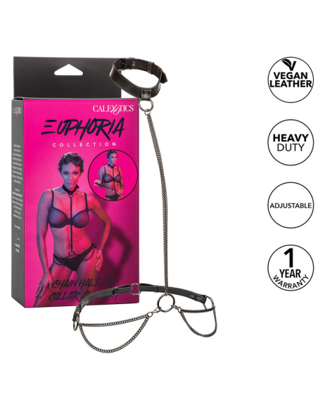 CALEXOTICS - EUPHORIA COLLAR HALTER Y CORREA CON CADENA