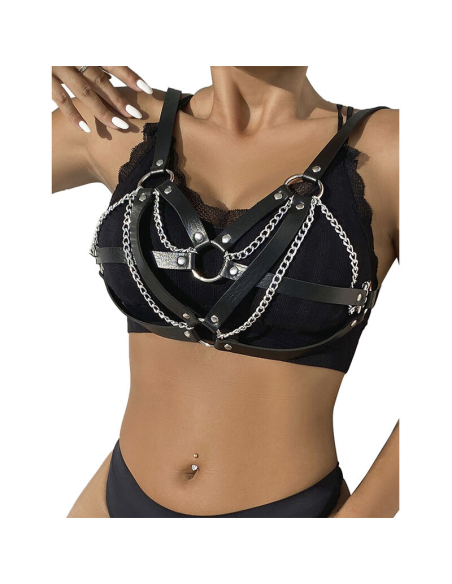 SUBBLIME - 953713 CINTURÓN DE BONDAGE PUNK HEBILLA METAL NEGRO TALLA ÚNICA