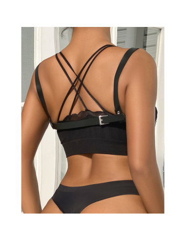 SUBBLIME - 953713 CINTURÓN DE BONDAGE PUNK HEBILLA METAL NEGRO TALLA ÚNICA