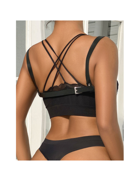 SUBBLIME - 953713 CINTURÓN DE BONDAGE PUNK HEBILLA METAL NEGRO TALLA ÚNICA