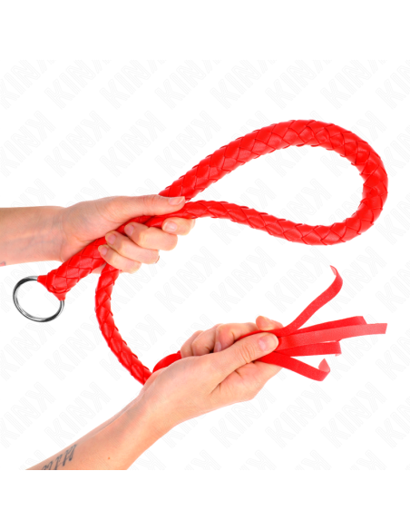 KINK - LÁTIGO DE SERPIENTE CON ANILLO DE MANO ROJO 65 CM