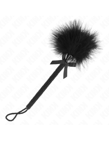 KINK - MASAJEADOR DE CUERDA DE NAILON CON PLUMAS PARA COSQUILLAS Y LAZO NEGRO 25 CM