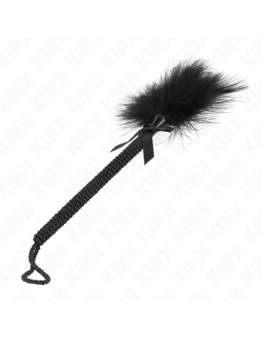 KINK - MASAJEADOR DE CUERDA DE NAILON CON PLUMAS PARA COSQUILLAS Y LAZO NEGRO 25 CM