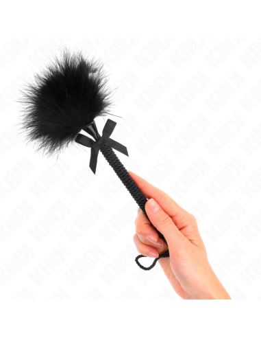 KINK - MASAJEADOR DE CUERDA DE NAILON CON PLUMAS PARA COSQUILLAS Y LAZO NEGRO 25 CM