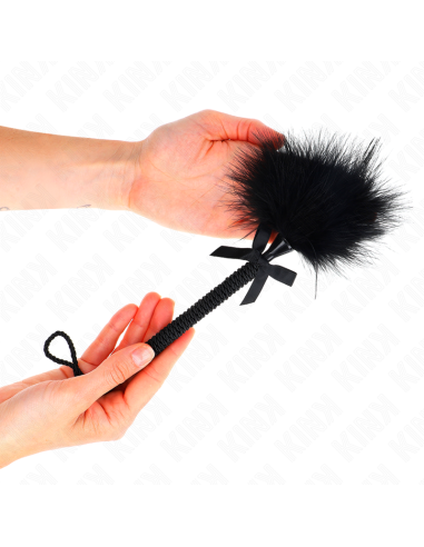KINK - MASAJEADOR DE CUERDA DE NAILON CON PLUMAS PARA COSQUILLAS Y LAZO NEGRO 25 CM
