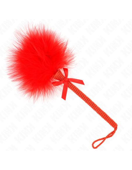 KINK - MASAJEADOR DE CUERDA DE NAILON CON PLUMAS PARA COSQUILLAS Y LAZO ROJO 25 CM