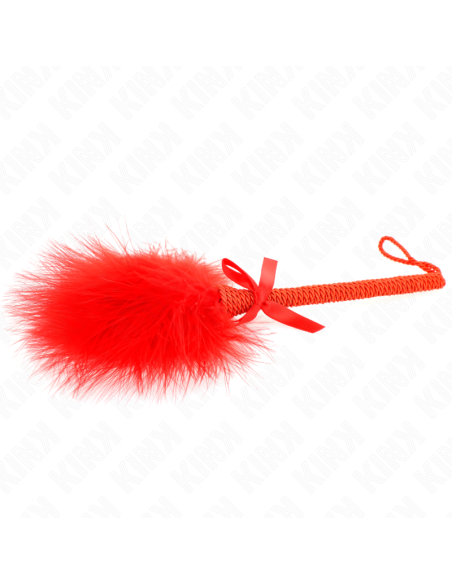 KINK - MASAJEADOR DE CUERDA DE NAILON CON PLUMAS PARA COSQUILLAS Y LAZO ROJO 25 CM