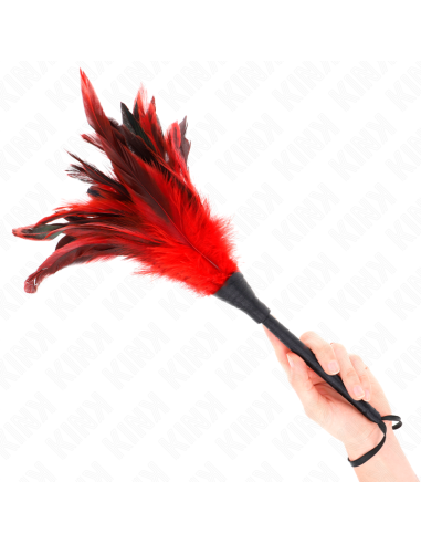 KINK - PLUMAS DE POLLO PARA COSQUILLAS CON FORMA CUERNO DE CRIADA ROJO 36 CM