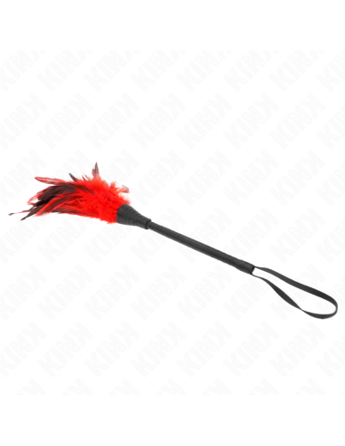 KINK - PLUMAS DE POLLO PARA COSQUILLAS CON FORMA CUERNO DE CRIADA ROJO 36 CM