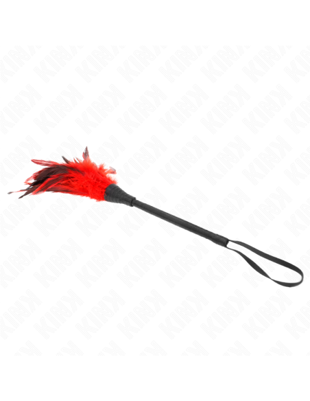 KINK - PLUMAS DE POLLO PARA COSQUILLAS CON FORMA CUERNO DE CRIADA ROJO 36 CM