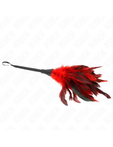 KINK - PLUMAS DE POLLO PARA COSQUILLAS CON FORMA CUERNO DE CRIADA ROJO 36 CM