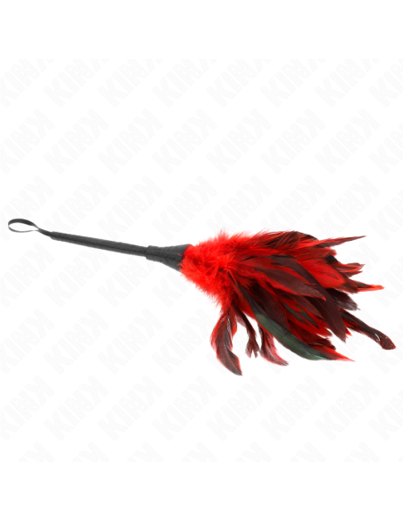KINK - PLUMAS DE POLLO PARA COSQUILLAS CON FORMA CUERNO DE CRIADA ROJO 36 CM