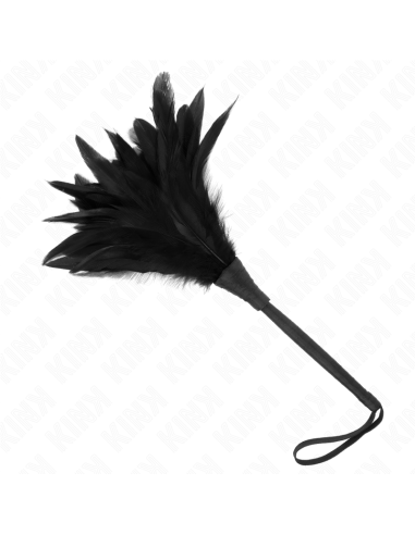 KINK - PLUMAS DE POLLO PARA COSQUILLAS CON FORMA CUERNO DE CRIADA NEGRO 36 CM