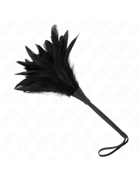 KINK - PLUMAS DE POLLO PARA COSQUILLAS CON FORMA CUERNO DE CRIADA NEGRO 36 CM