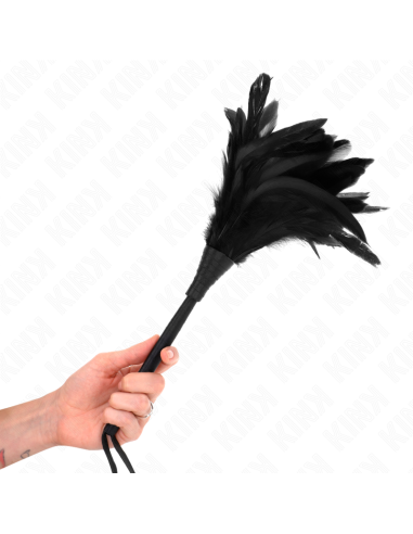KINK - PLUMAS DE POLLO PARA COSQUILLAS CON FORMA CUERNO DE CRIADA NEGRO 36 CM