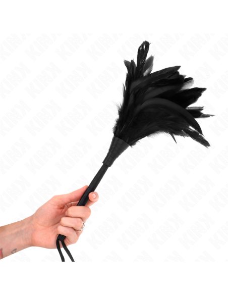 KINK - PLUMAS DE POLLO PARA COSQUILLAS CON FORMA CUERNO DE CRIADA NEGRO 36 CM