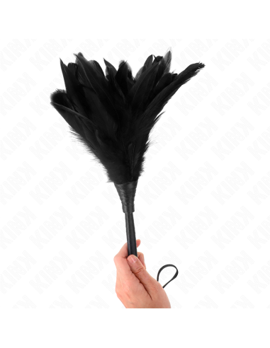 KINK - PLUMAS DE POLLO PARA COSQUILLAS CON FORMA CUERNO DE CRIADA NEGRO 36 CM