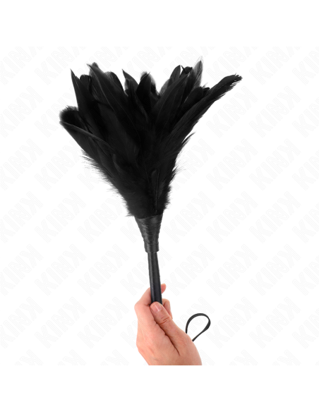 KINK - PLUMAS DE POLLO PARA COSQUILLAS CON FORMA CUERNO DE CRIADA NEGRO 36 CM