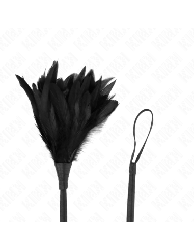 KINK - PLUMAS DE POLLO PARA COSQUILLAS CON FORMA CUERNO DE CRIADA NEGRO 36 CM