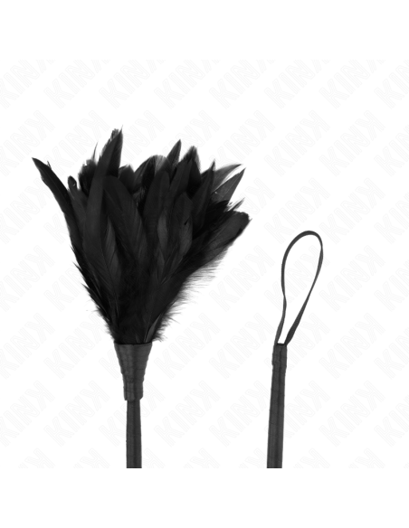 KINK - PLUMAS DE POLLO PARA COSQUILLAS CON FORMA CUERNO DE CRIADA NEGRO 36 CM