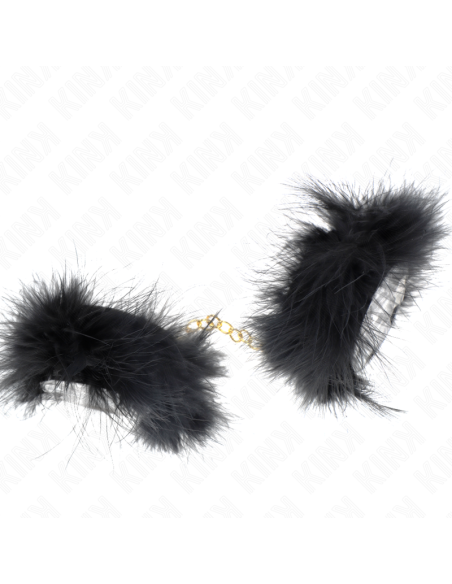 KINK - ESPOSAS DE PLUMAS NEGRO CON CADENA DORADA MODELO 2