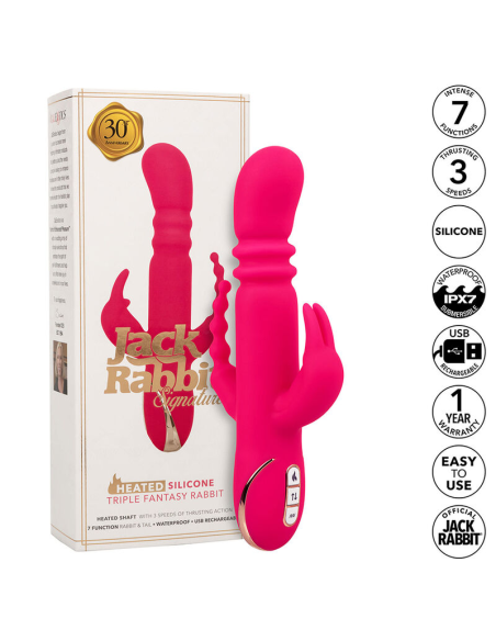 CALEXOTICS - JACK FANTASY TRIPLE VIBRADOR CALENTABLE RABBIT ROSA