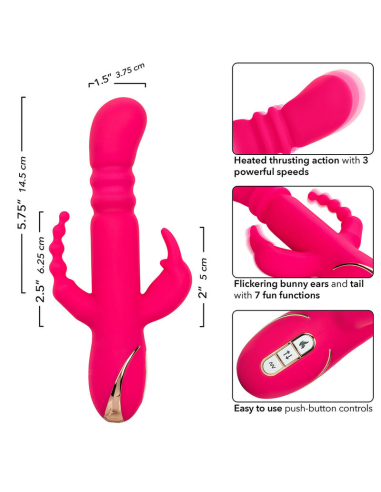 CALEXOTICS - JACK FANTASY TRIPLE VIBRADOR CALENTABLE RABBIT ROSA