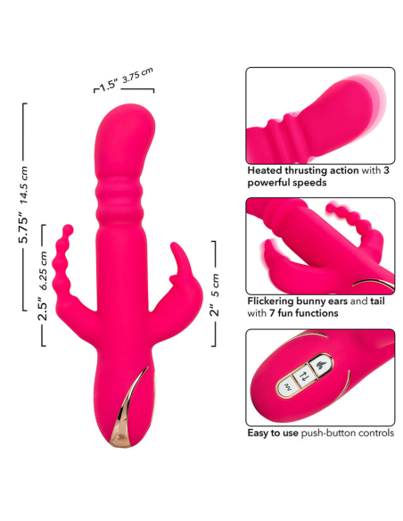 CALEXOTICS - JACK FANTASY TRIPLE VIBRADOR CALENTABLE RABBIT ROSA