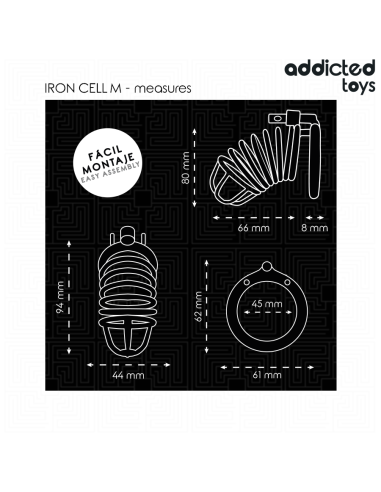 ADDICTED TOYS LOCKED - IRON CELL JAULA PARA PENE DE METAL TALLA M