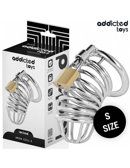 ADDICTED TOYS LOCKED - IRON CELL JAULA PARA PENE DE METAL 4 CM TALLA S