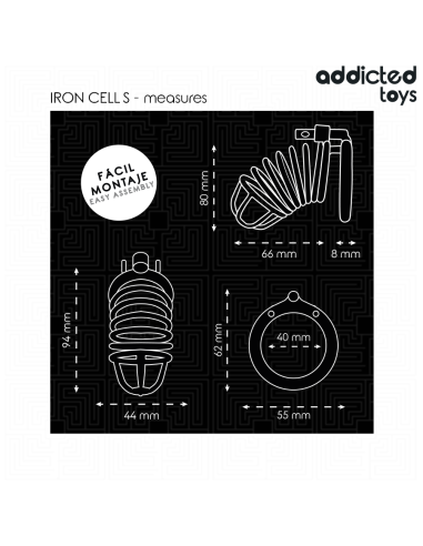 ADDICTED TOYS LOCKED - IRON CELL JAULA PARA PENE DE METAL 4 CM TALLA S