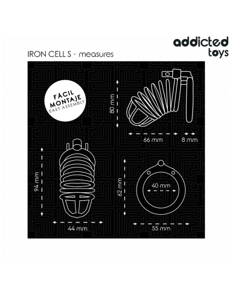 ADDICTED TOYS LOCKED - IRON CELL JAULA PARA PENE DE METAL 4 CM TALLA S