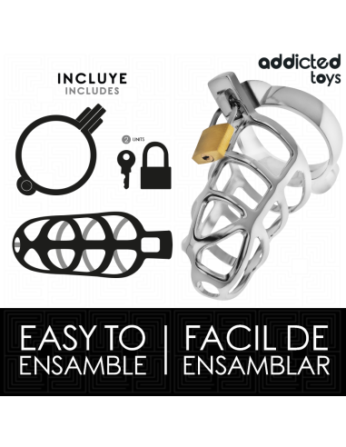 ADDICTED TOYS LOCKED - SILVER LOCK JAULA PARA PENE DE METAL TALLA M