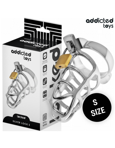 ADDICTED TOYS LOCKED - SILVER LOCK JAULA PARA PENE DE METAL TALLA S