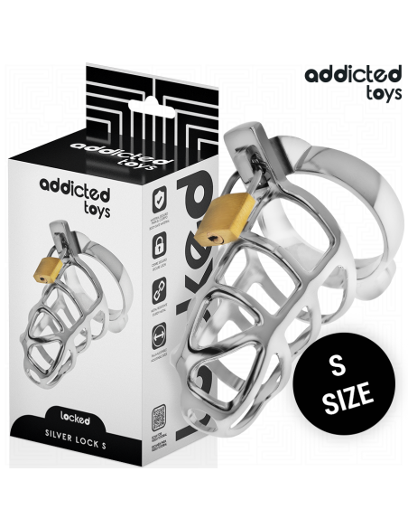 ADDICTED TOYS LOCKED - SILVER LOCK JAULA PARA PENE DE METAL TALLA S