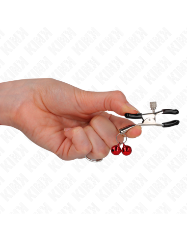 KINK - PINZAS PARA PEZONES CON DOBLE CAMPANILLA ROJO 6 CM