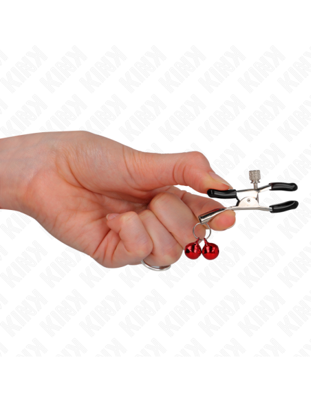 KINK - PINZAS PARA PEZONES CON DOBLE CAMPANILLA ROJO 6 CM